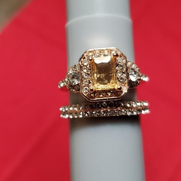 NEW 18K Rose Gold  Morganite 2 Piece Ring Set - Picture 5 of 13